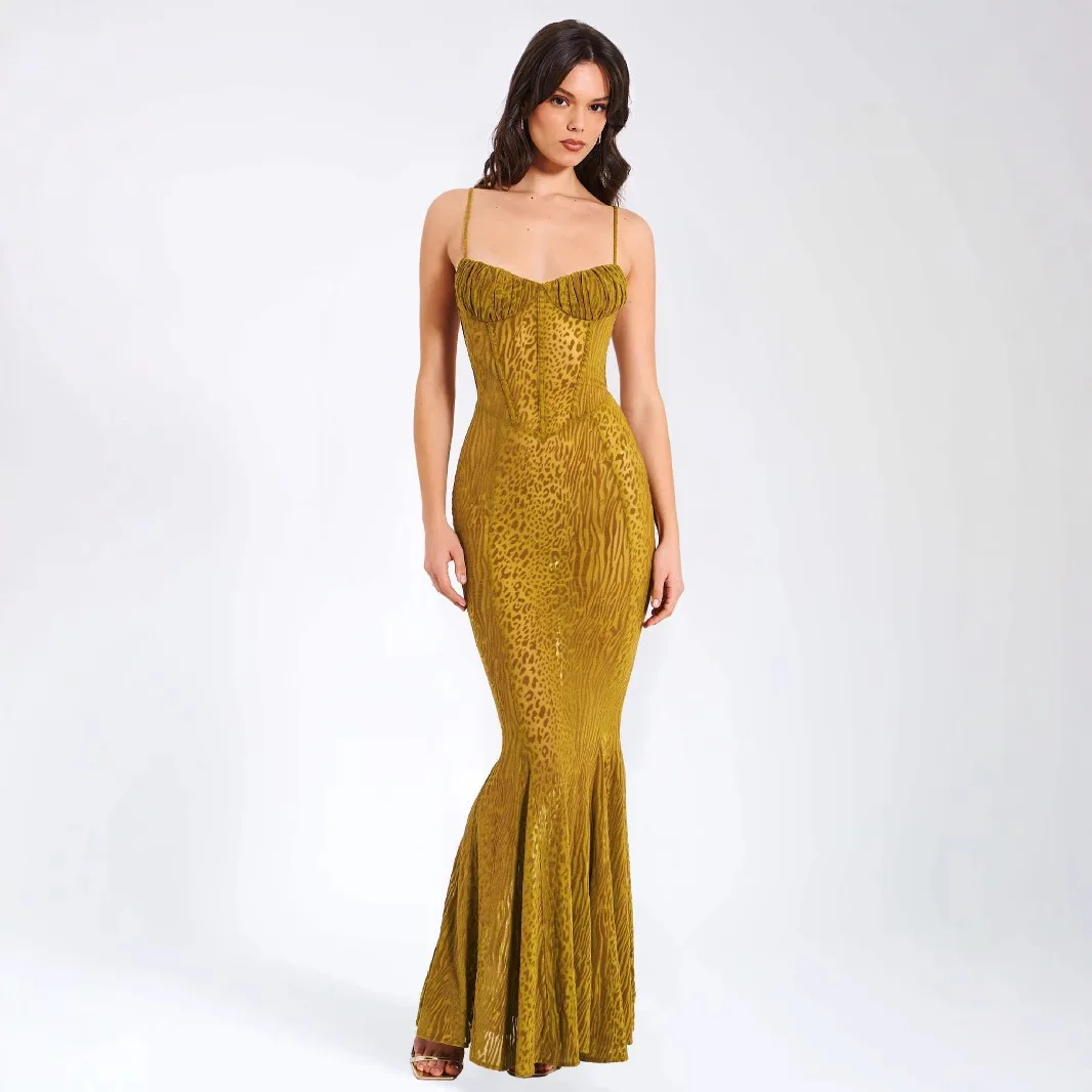 Verão sexy leopardo impressão pura malha vestido para mulher cinta de espaguete profundo decote em v fino ajuste cintura alta bodycon vestido