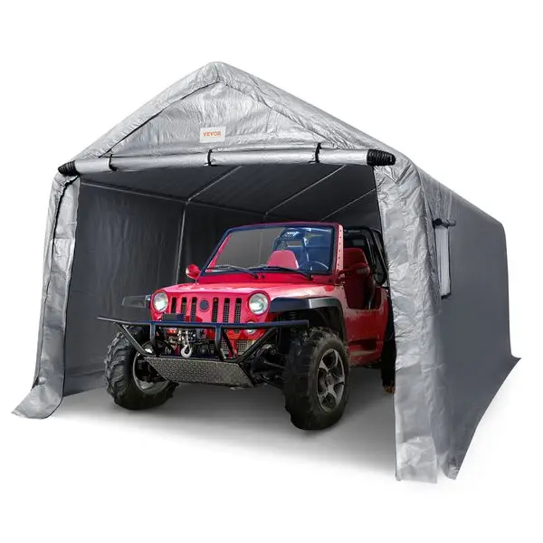 

VEVOR Outdoor Portable Storage Shelter Shed, 10x15x8ft Heavy Duty Instant Garage Tent Canopy Carport with Roll-up Zipper Door an