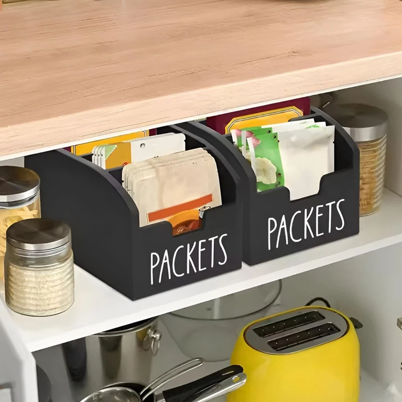 Packet Organizer Pantry - Kitchen Storage Packet Holder, Snack Storage Box Countertop Fast Food Packet Organizer