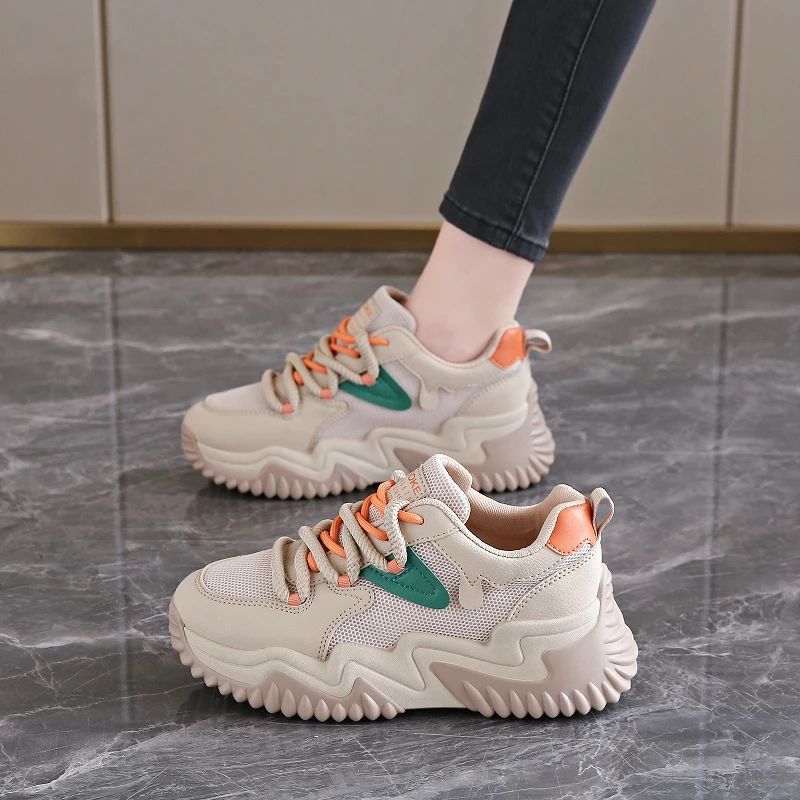 

Womens 5.5cm Platform Sneakers Breathable Knit Upper Comfortable Walking Shoes Non Slip Sole Fashion Athletic Footwear