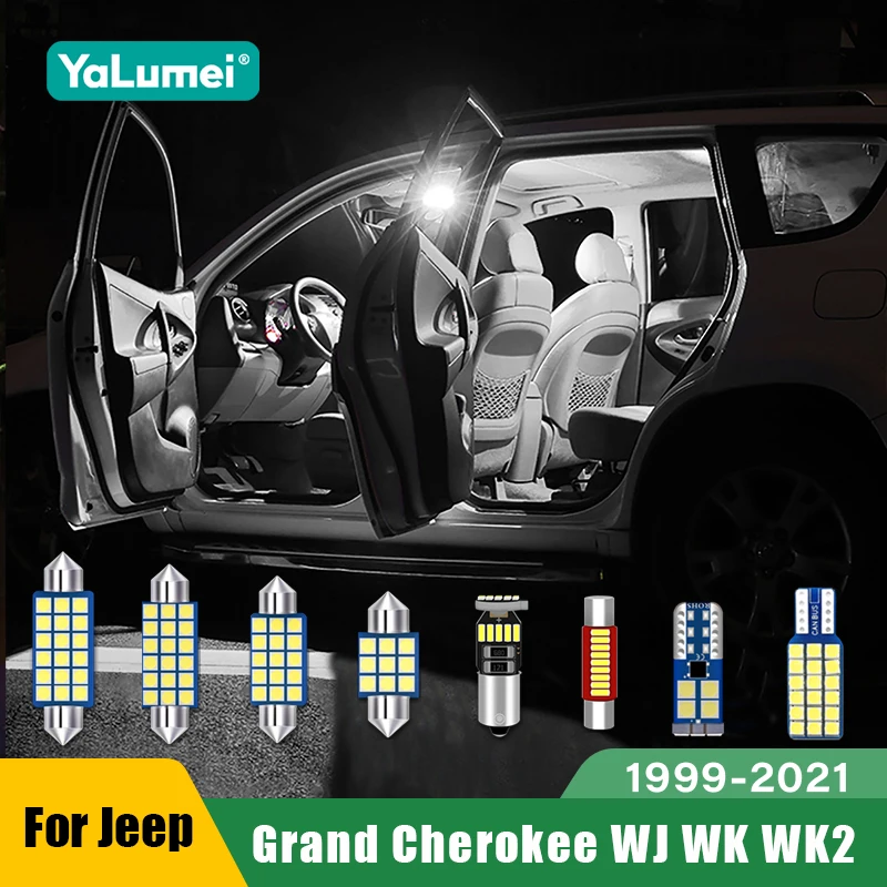 

For Jeep Grand Cherokee WJ WK WK2 1999- 2018 2019 2020 2021 Car LED Interior Dome Lights Vanity Mirror Trunk Light Accessories
