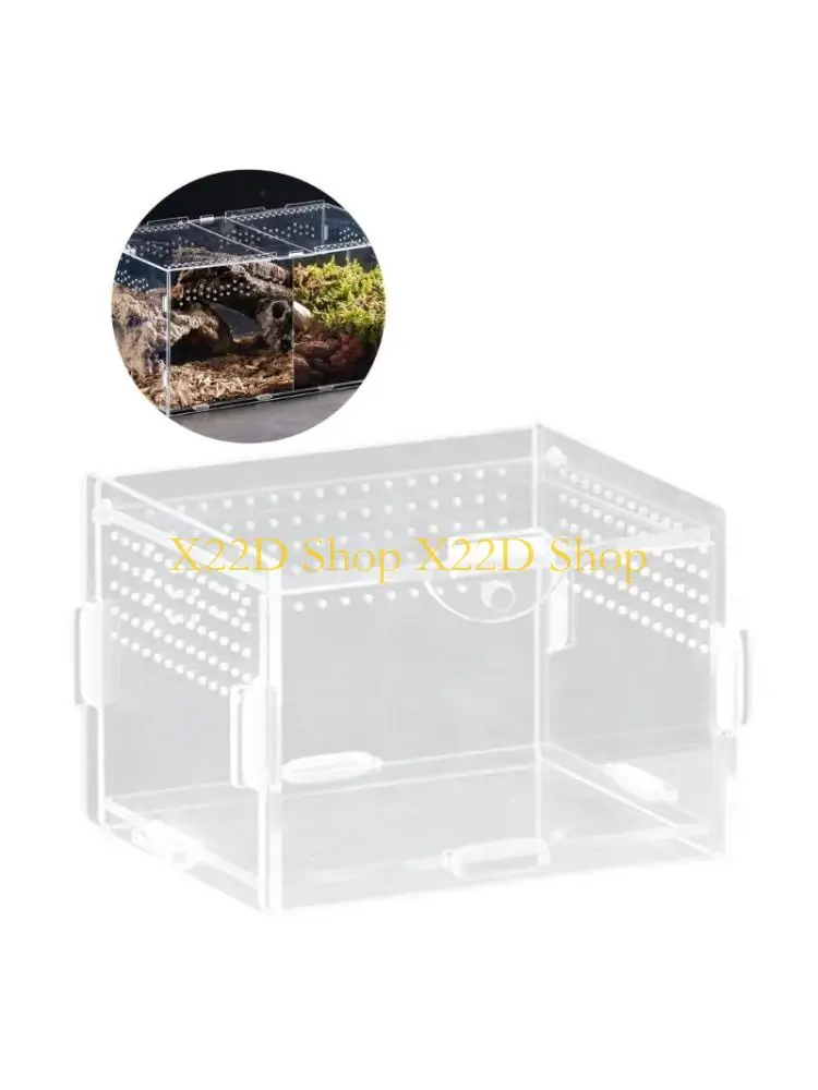 X22D Small Transparent Acrylic Reptiles Terrarium Viewing Enclosure Cage For Amphibians Pet Observation And Home Display