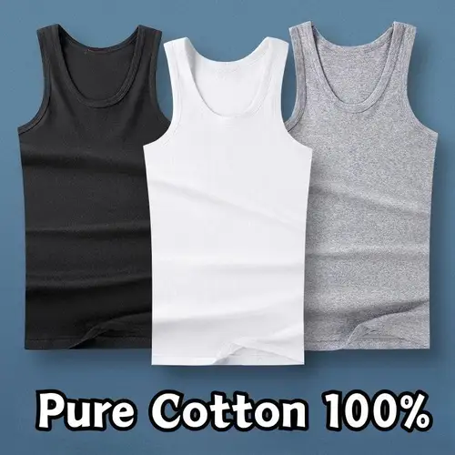 Imagen 2 del producto 100% de algodón puro para hombre, camisetas sin mangas blancas, grises y negras, camisetas de verano de talla grande, chaleco deportivo para hombre, chaleco informal para culturismo, camiseta