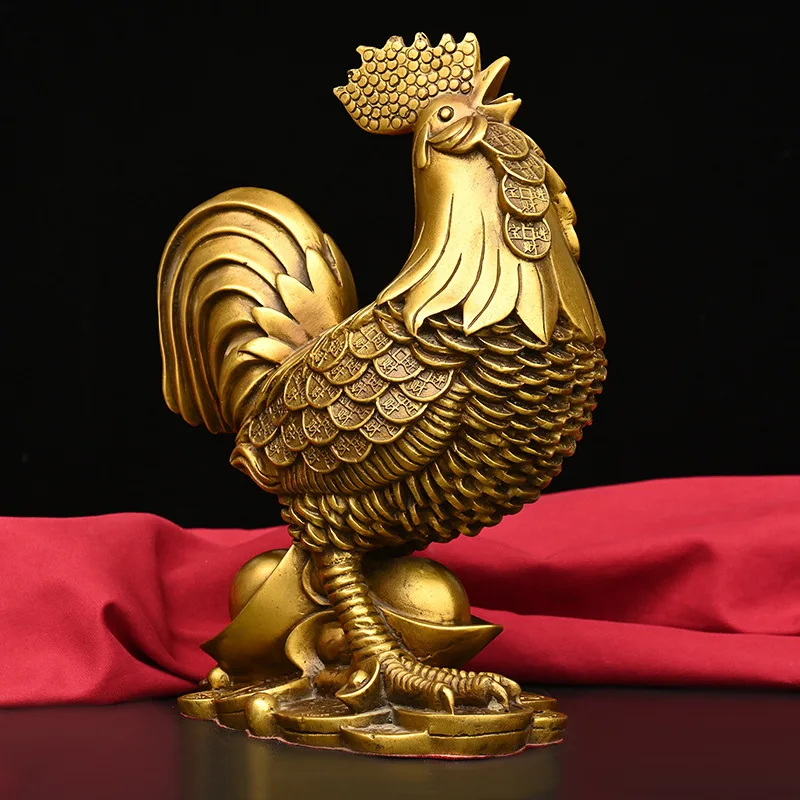 Exquisitely Crafted Brass Ingot Golden Rooster Fortune Rooster Large Rooster Home Decoration Brass Metal Craft Ornament