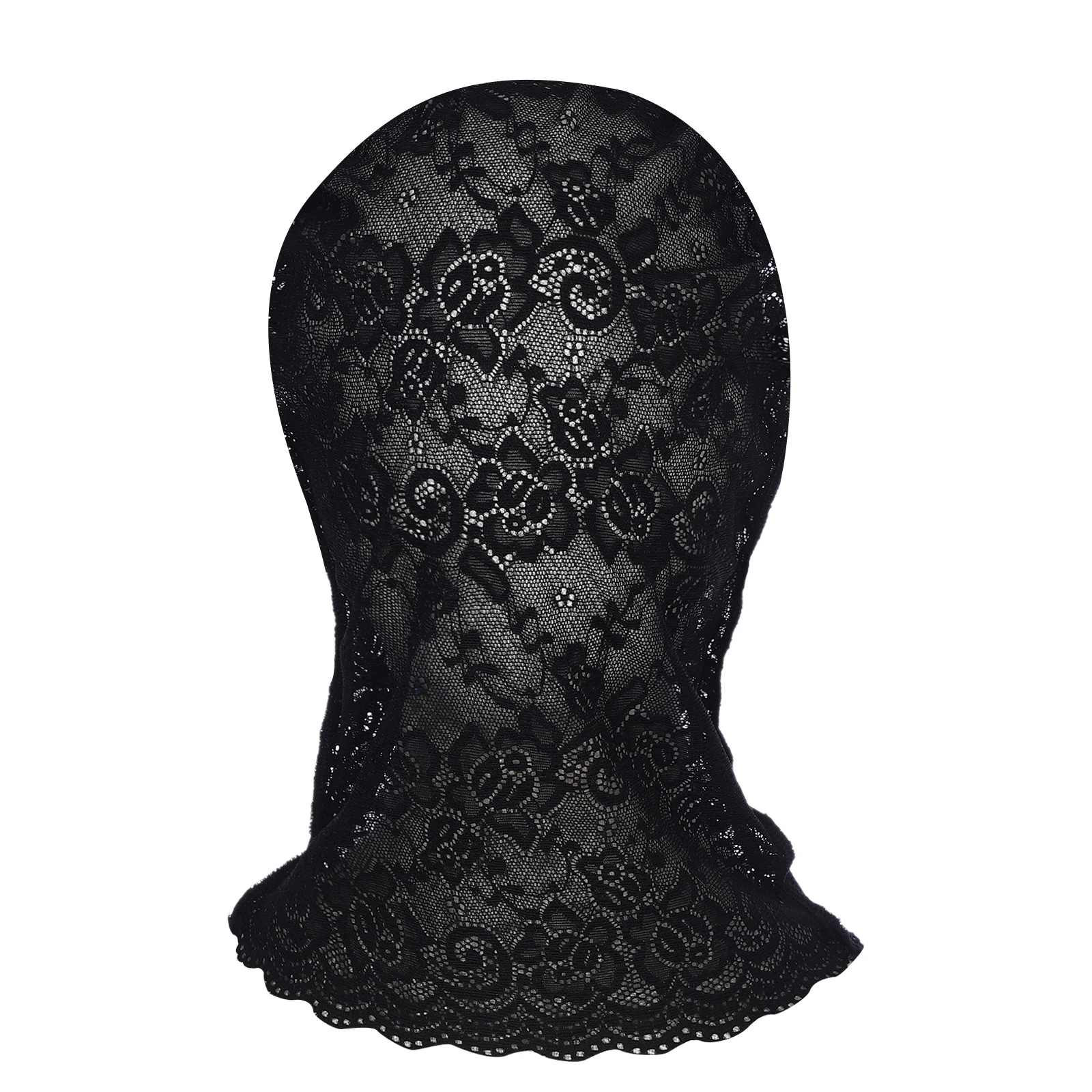 Men Women Cosplay Lace Mask See Through Full Face Head Cover Hat for Halloween Clubwear Couple Game Prop Masquerade Parties Mask