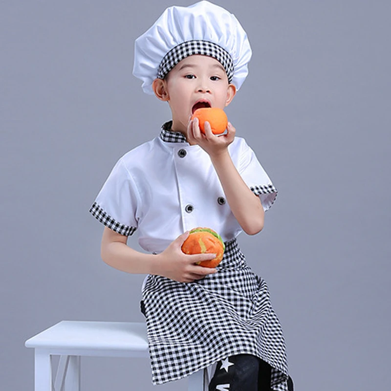 Kids Chef Uniform With Cook Hat Children Restaurant Cosplay Costume Set Boys Girls Holiday Party School Stage Performance view 3