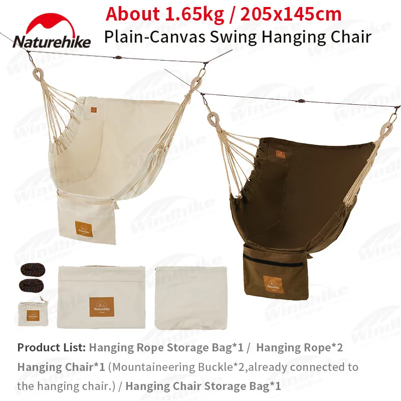 

Naturehike Outdoor Ultralight Hammock Chair 120*145cm Canvas 1person Beach Swing Bed Camping Hanging Chair 150kg Load Bearing