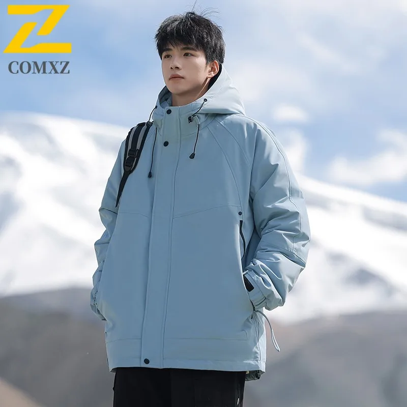 

COMXZ 2025 Winter New National Standard High Quality 90 White Duck Down Short Solid Color Down Jacket Men Two Way Zip 619