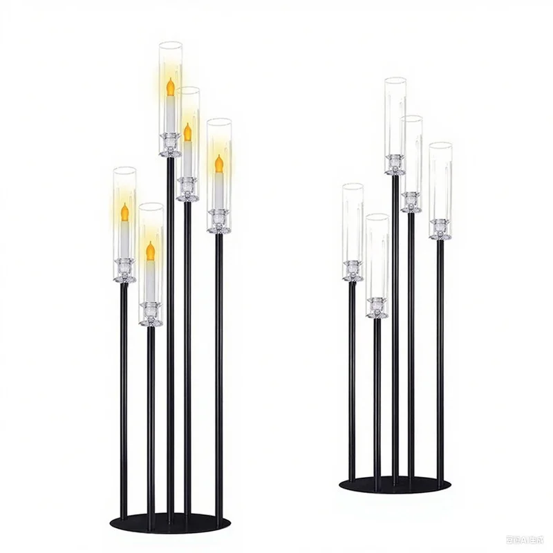 

Black Tapered Candle Holder Metal 5 Arm Candle Holder Engagement Party Decoration Candle Holder ﻿ ﻿ Material: Metal and Acry