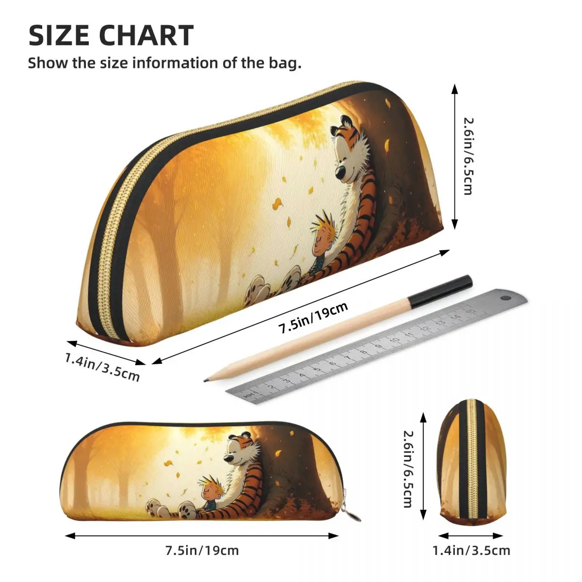 캘빈 호브스 클래식 연필 케이스 펜 홀더 보관 문구 용품 대형 보관 펜 상자 연필 가방 소년 소녀 학교