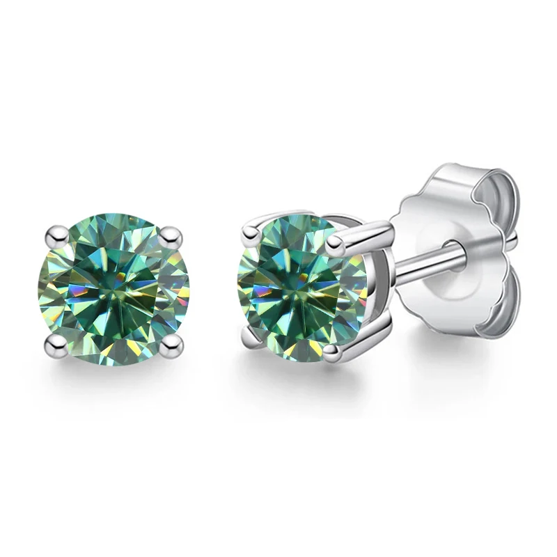 Women's Moissanite Diamond Stud Earrings, Platinum Plated Gift