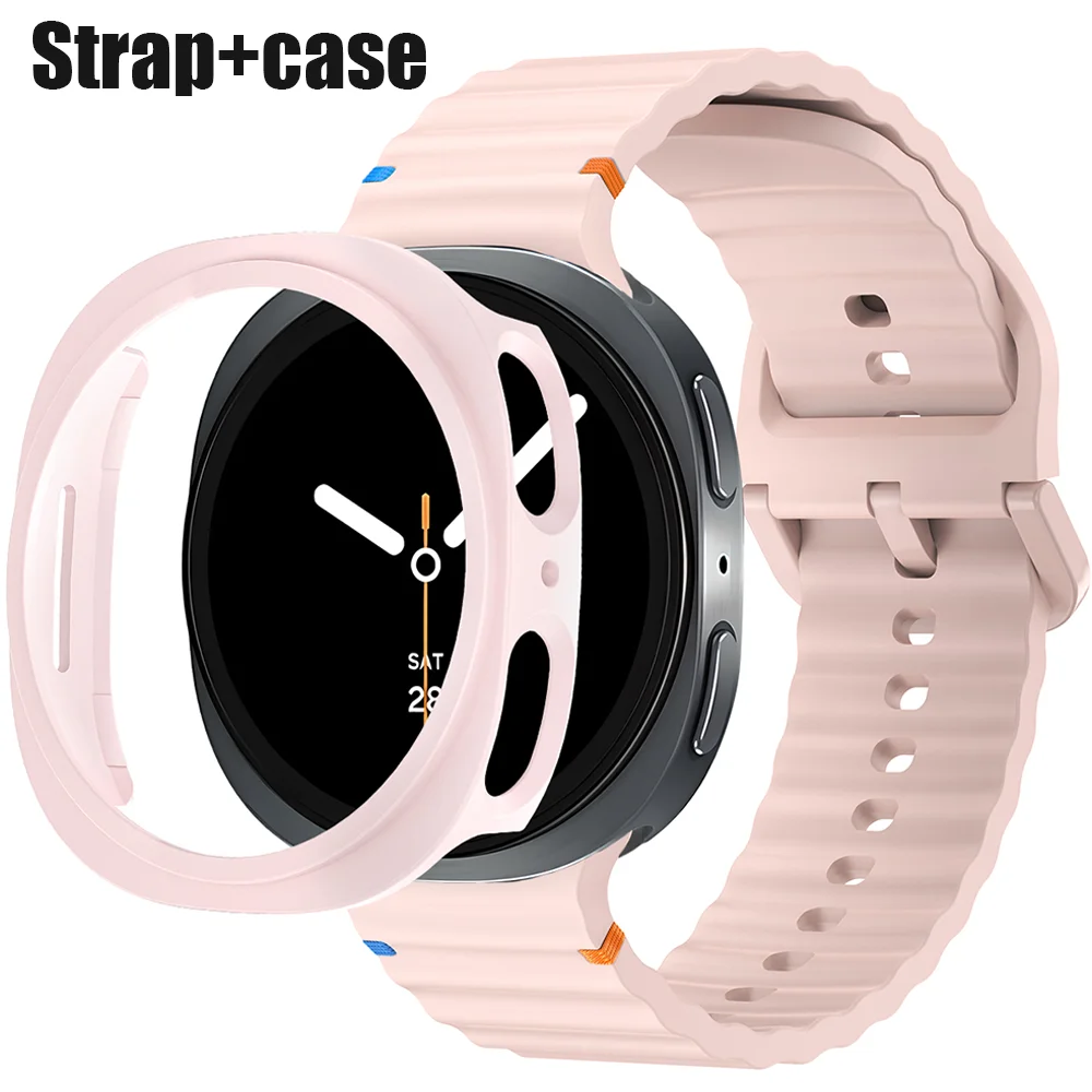 NEUES PC-Gehäuse + Silikonband für Samsung Galaxy Watch 8 40 mm 44 mm Armband ausgehöhlte Schutzabdeckung für Galaxy Watch 8 Zubehör