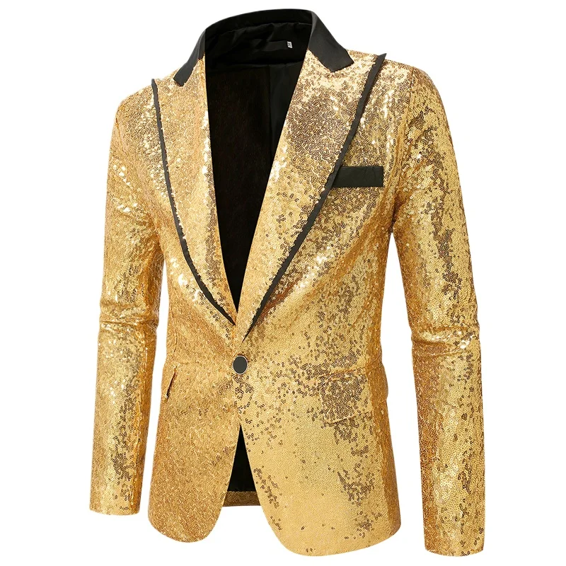 

Men's Shiny Sequin Suit Jaqueta Masculina Luxo Punk Nightclub Wedding Party Dress Dance Bling Coats Men Formal Blazer Homme