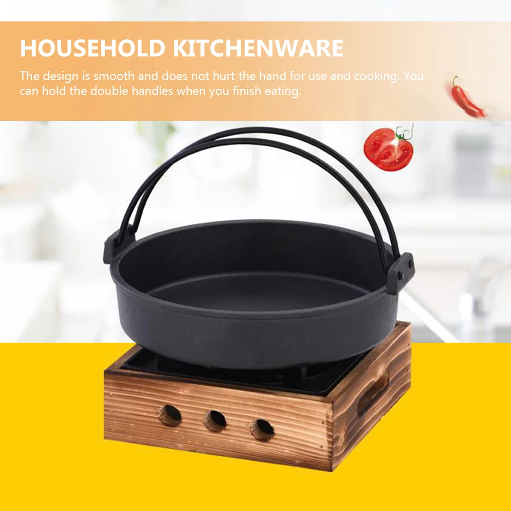 

Cast Iron Sukiyaki Pot Double Handle Thickened Heavy Duty Cooking Pan for Household Kitchen Restaurant Camping