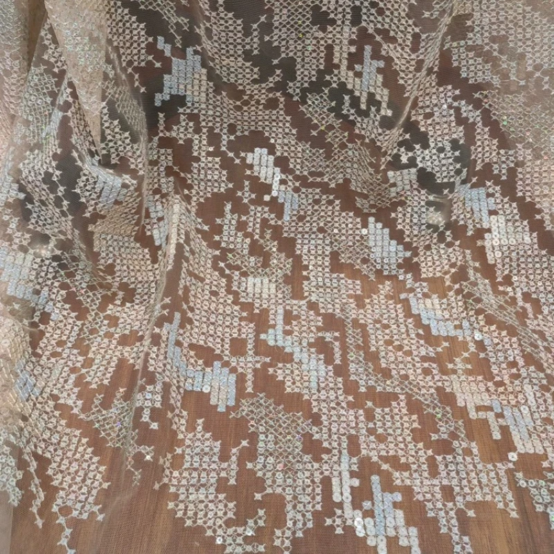

Sequin Embroidered Tulle Fabric for DIY Sewing Handmade Garment Accessories Clothing Fashion Material Cloth By The Yard