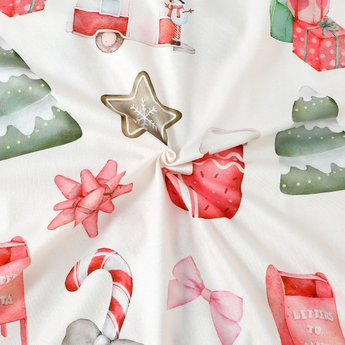 White Christmas Tree Sock Printed Pajamas Set Women Lapel Long Sleeve Top Shorts Trousers Three Piece Sleepwear Suits 4