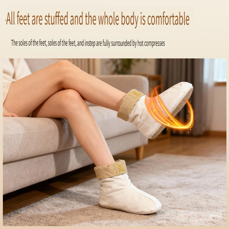 รองเท้าบำบัดด้วยความร้อนสมุนไพรสำหรับเท้า ข้อเท้า และขา รองเท้าม็อกซิบัสชั่นไฟฟ้าสำหรับอาการปวดข้อและการไหลเวียนโลหิต ผ้าพันร้อนแบบปรับได้