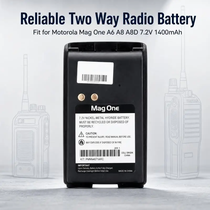 PMNN4071AC PMNN4071 7.2V 1500mAh Ni‑MH Replacement Battery for Motorola Mag One A6 A8 A8D Two Way Radio