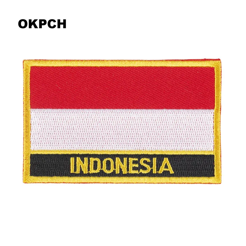 Indonesia Flag Embroidery Patches Iron on Saw on Transfer patches Sewing Applications for Clothes in Home&Garden