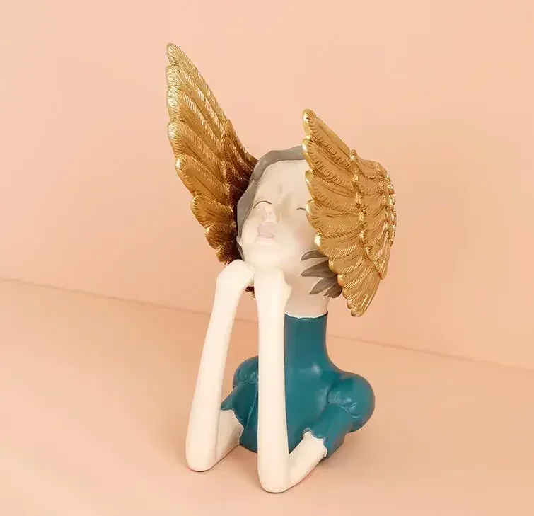 

Nordic Ins Cute Angel Wings Girl Resin Accessories Coffee Table Figurines Decoration Home Livingroom Desktop Sculptures Crafts