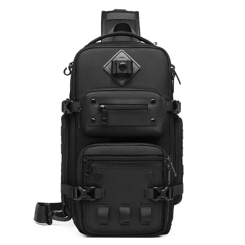 Ozuko Men's Chest Bag Belly bags Outdoor Tactical One Shoulder Crossbody Bag High Capacity Waterproof Sports Bag For Man