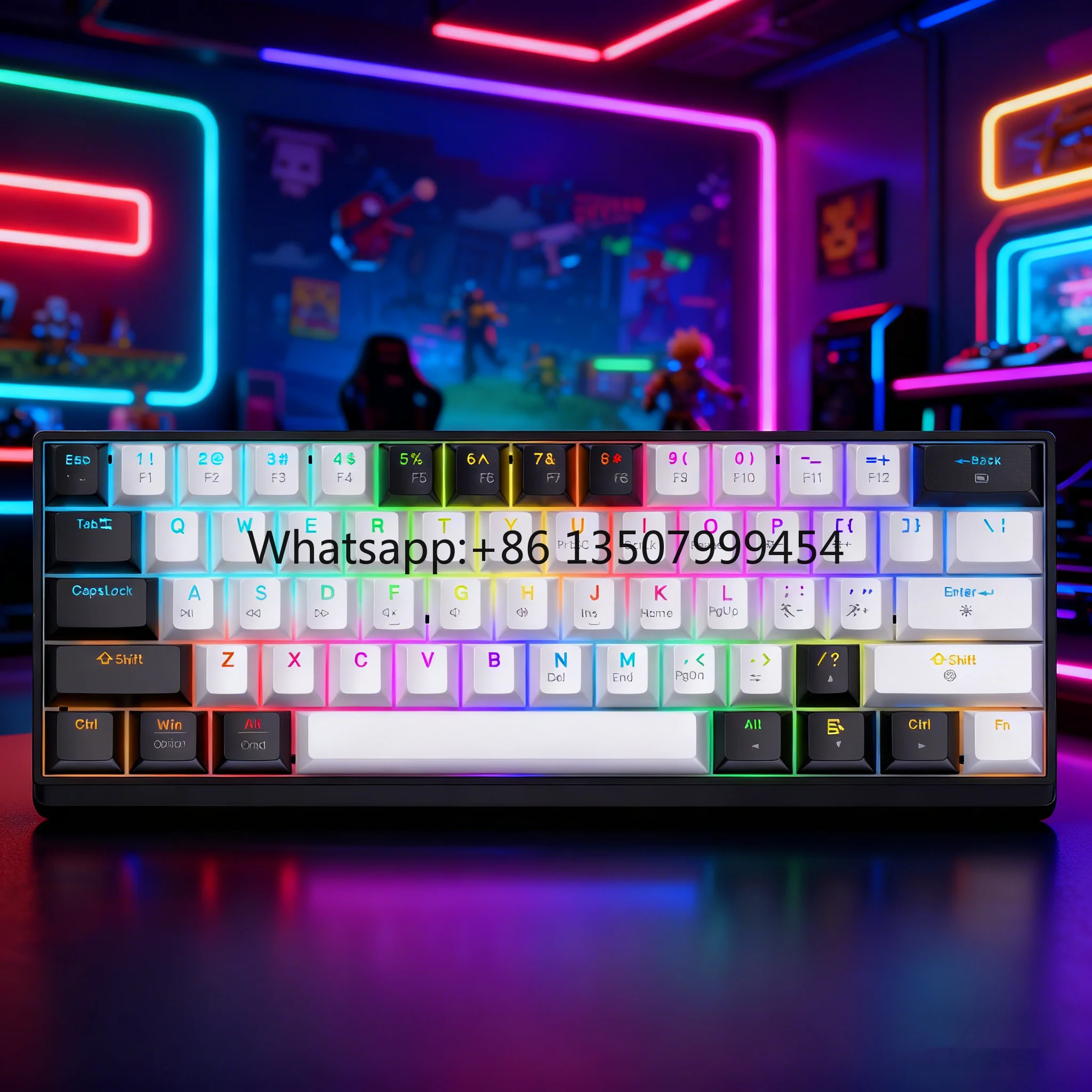 60% Mini Bluetooth Wireless RGB Mechanical Keyboard 61 Keys Compact Gaming Keyboard with Tactile Brown Switch