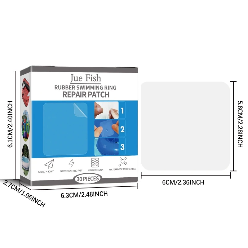 E9LB 30/60x Toppa riparazione per fori Toppa riparazione impermeabile per sacco a con anello da nuoto