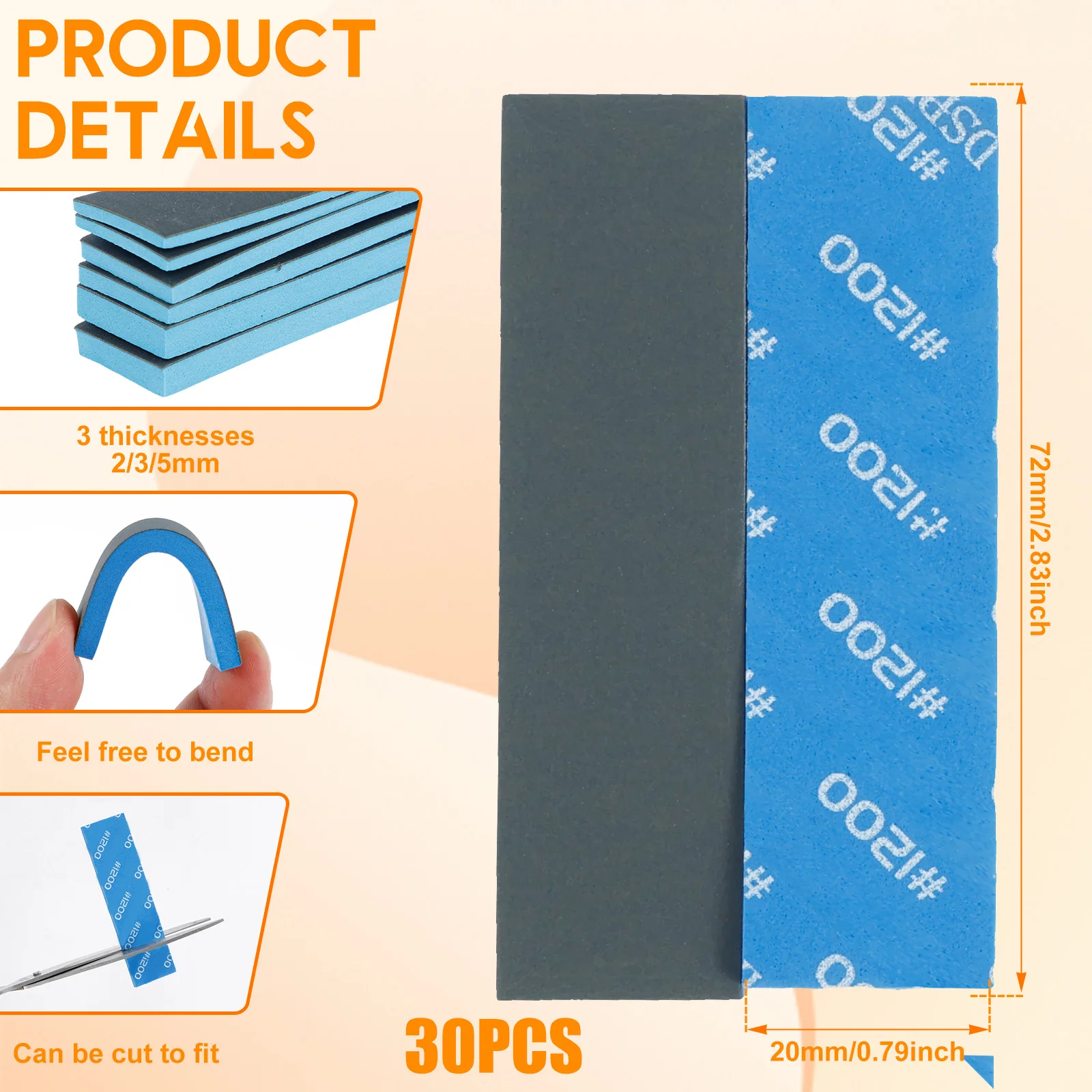 30 Pcs Sanding Sponge with Storage Box Soft Sanding Sponge Set Reliable Sanding Block Sturdy Sandpaper Block Lightweight Hand