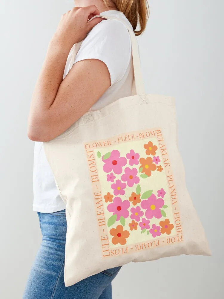 

FLOWER in different languages Tote Bag tote bags aesthetic large tote bag Shopper handbag Women's shopper bag