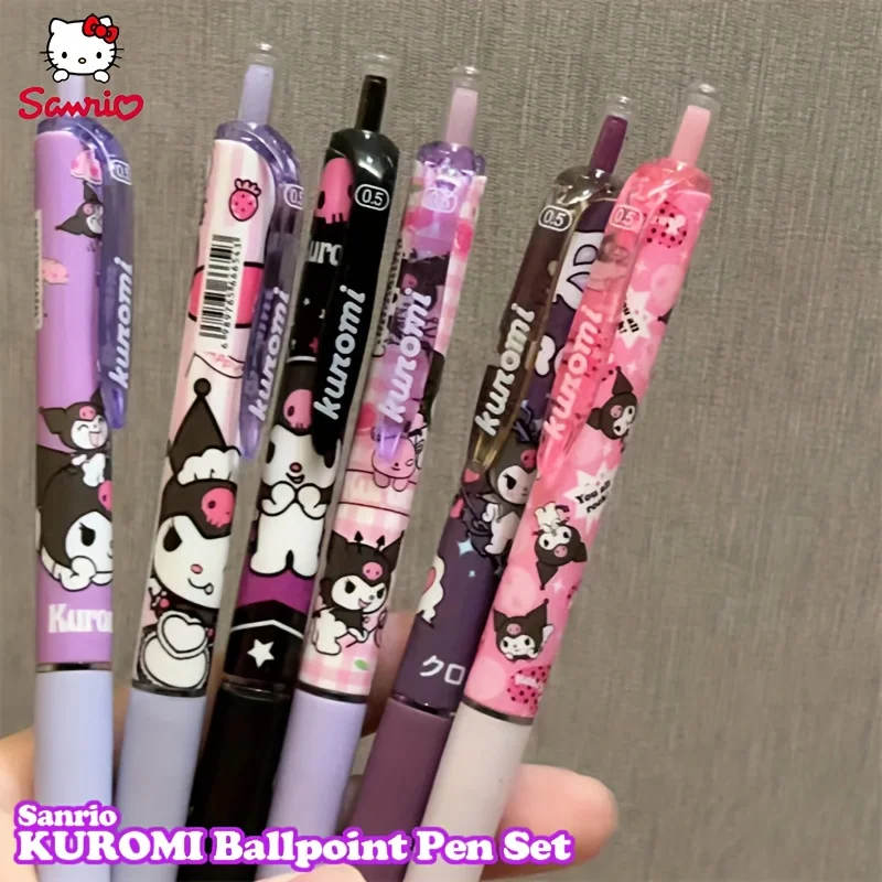6 قطعة سانريو مرحبا كيتي كورومي هلام القلم الكرتون لطيف ميلودي سينامورول الصحافة القلم 0.5 مللي متر الأسود الملء لوازم مكتبية المدرسة