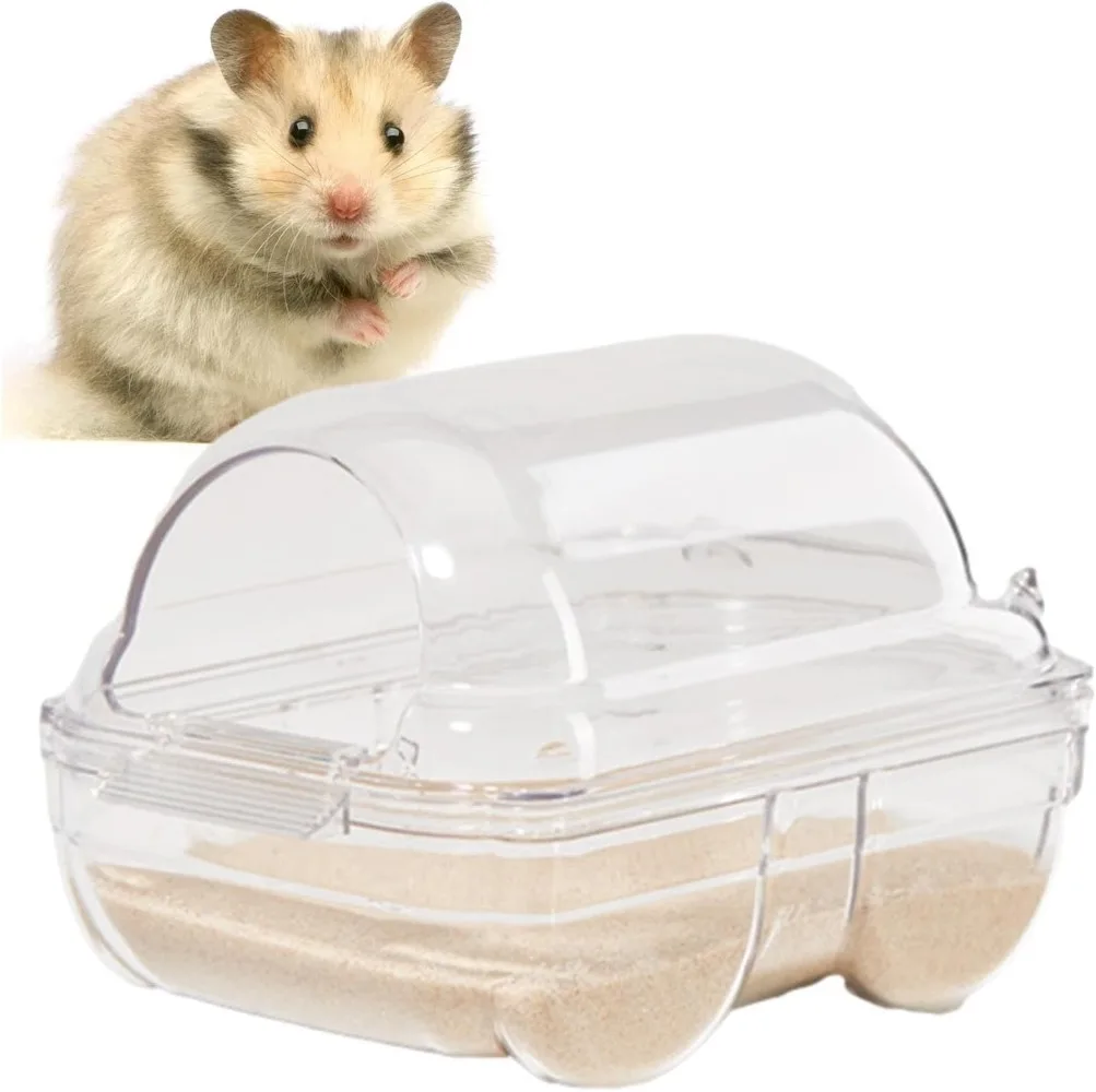 Baño para hámster, inodoro acrílico para hámster, ratón, Gerbille, ardilla, jaula para mascotas, baño, sala de arena, casa de juguete, suministros de baño para mascotas pequeñas