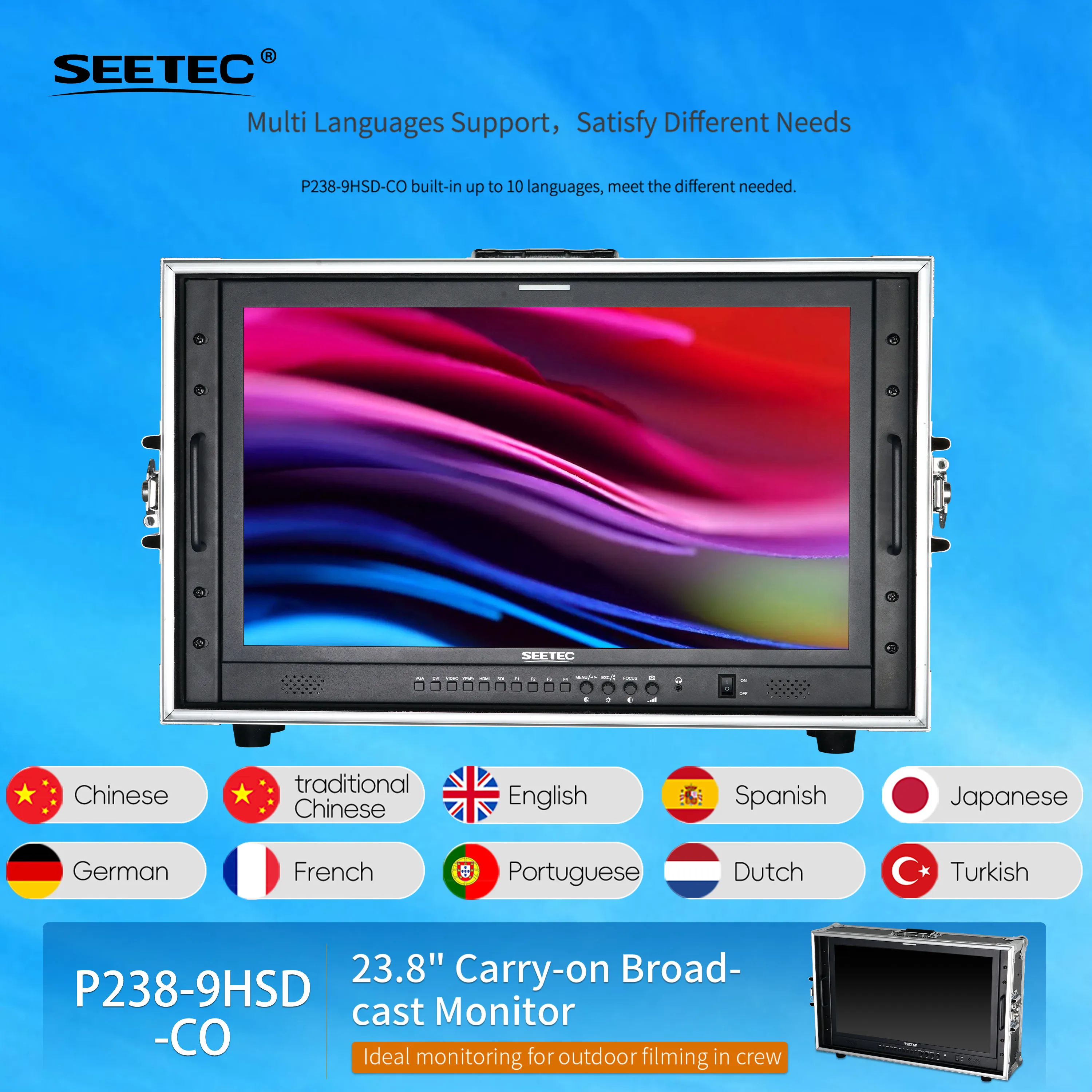SEETEC P238-9HSD 23.8 بوصة 3G-SDI 4K HDMI Pro بث شاشات كريستال بلورية IPS Full HD 1920x1080 شاشة بث التلفزيون