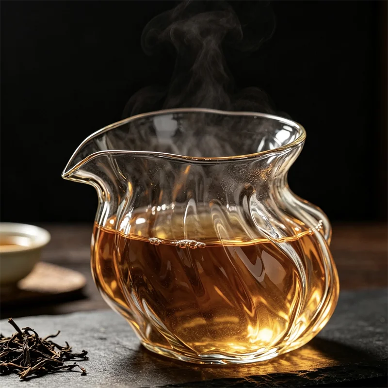 180ML Heterotypic Walnut Pattern Glass Fair Cup High Borosilicate Glass Tea Pitcher Kung Fu Tea Serving Cup Tea Set