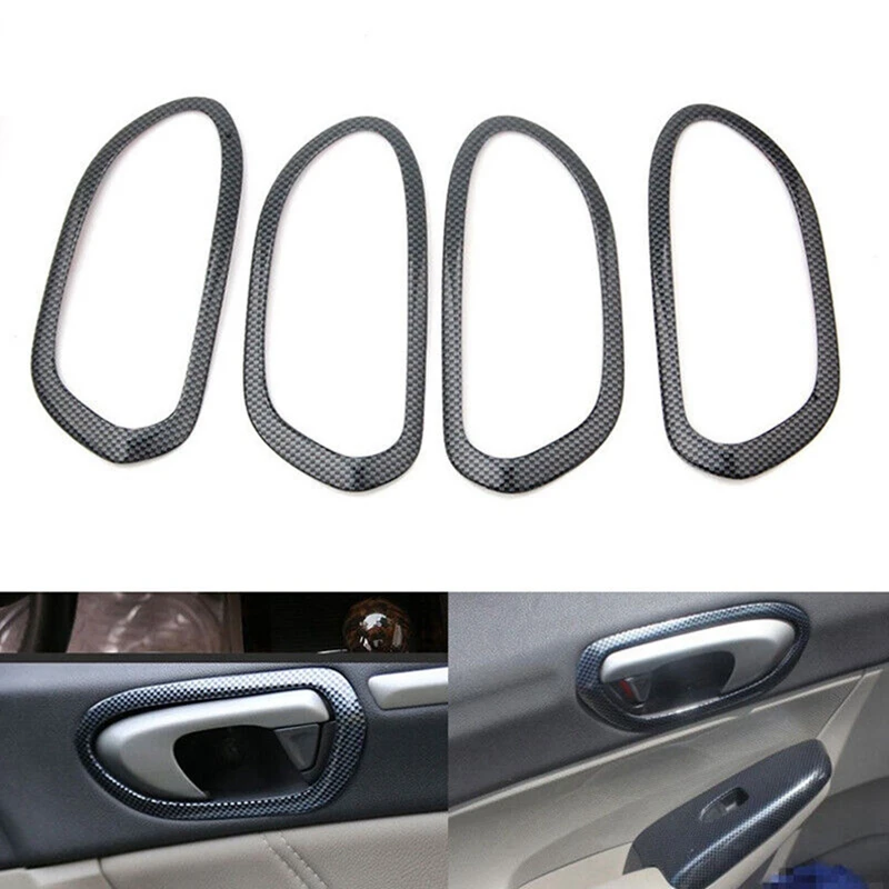 ABS Carbon Fiber Door Inner Handle Cover Trim For Honda 8Th Civic 2006-2011 Replacement Parts Accessories 4Piece