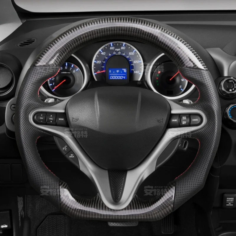 For Honda Fit Multi-Function Black Carbon Fiber Sport Steering Wheel (Custom Modified Part, Ouhengchi)
