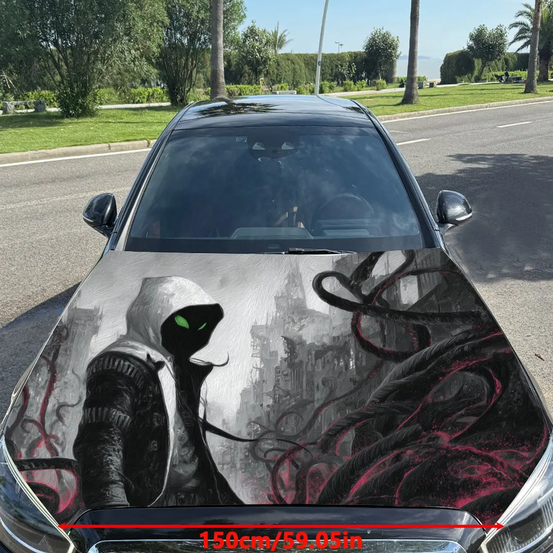 Mysterious Alien Realm Walker Pattern car hood stickers, waterproof self-adhesive, scratch resistant, easy to stick, durable car