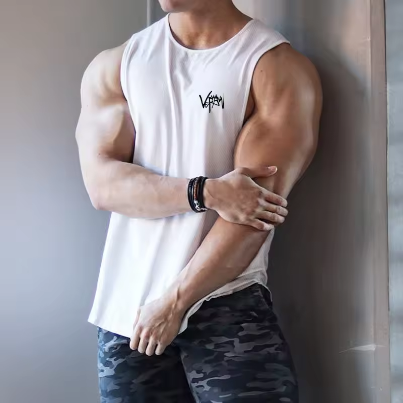 Chaleco deportivo de secado rápido para hombre, camiseta elástica sin mangas, holgada, para gimnasio, correr, sudoroso, M-4XL