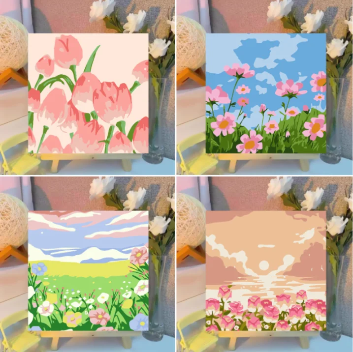 

Картина по номерам, пейзаж и цветы, картина по номерам, набор для рисования своими руками для взрослых, украшение для дома, безрамное