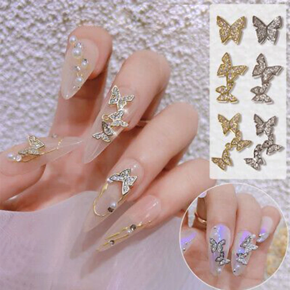 

10pcs Alloy Nail Art Charms 3D Luxury Metal Diamond Crystal Pearl Nail Jewelry Rhinestone Decor DIY Manicure Gem Supplie(8-15mm)