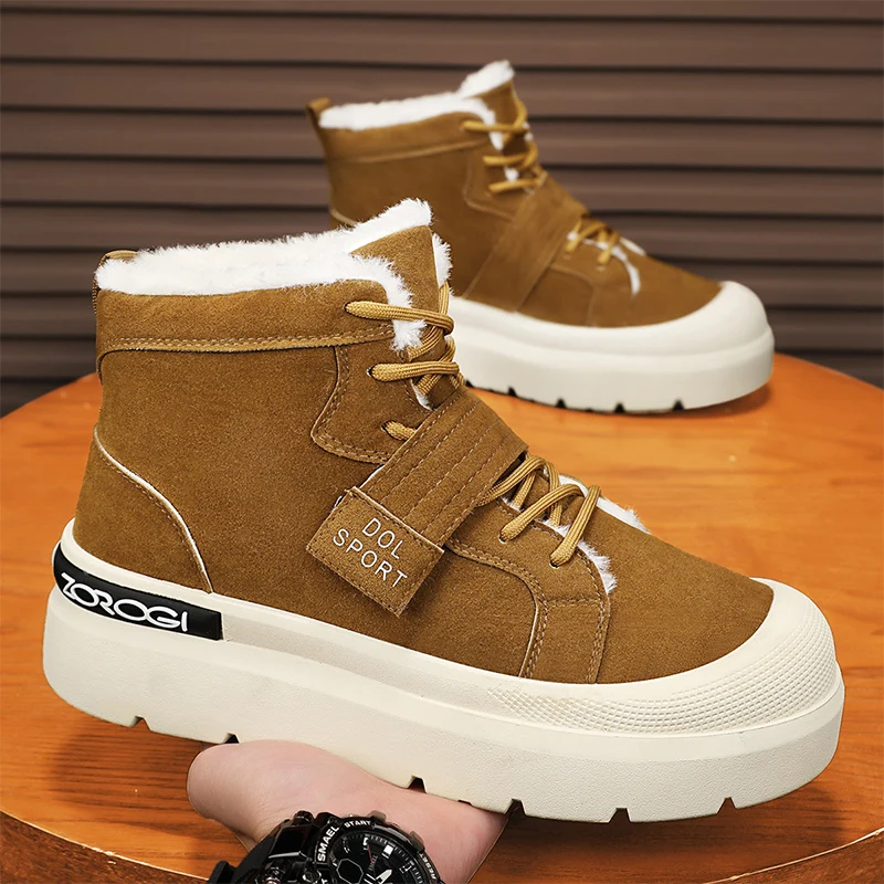 

Модная удобная хлопковая теплая мужская обувь в стиле ретро, новинка 2025 года, зимняя мужская повседневная обувь, высокие мужские кроссовки, нескользящая толстая подошва