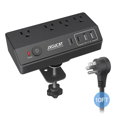 Avtagbar snabbladdningsbar grenuttag för skrivbordskant, överspänningsskydd, 3 meter förlängningssladd, platt kontakt, skrivbordsklämma för grenuttag 10 best sales skrivbordsuttag - №1