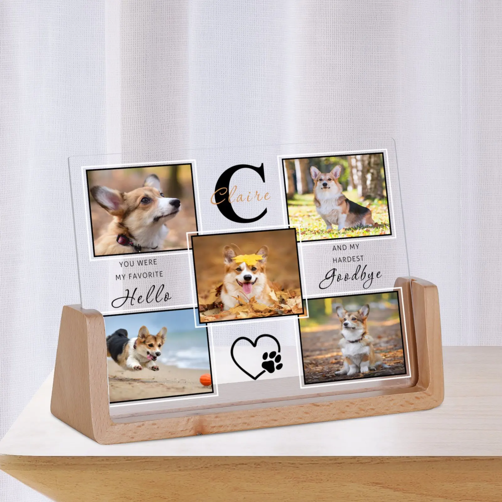 Personalized 5 Pet Photo Collage Frame Custom Dog Memorial Rustic Picture Frame Loss Bereavement Present for Pet Lover Dog Owner