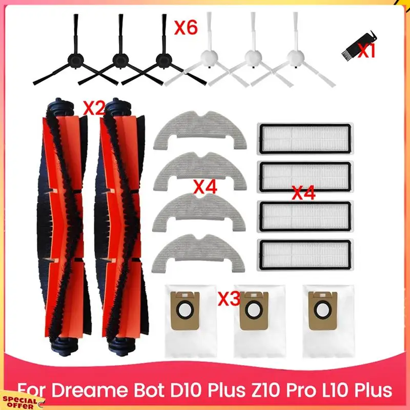 

ABFI Accessory Set Replacement Parts For Dreame Bot D10 Plus Z10 Pro L10 Plus Main Side Brush Hepa Filter Mop Cloth