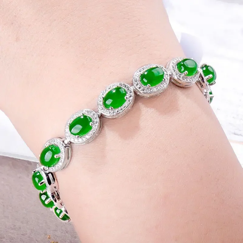 

Mencheese Hetian Jade Bracelet Natural Xinjiang Authentic Mine Timber Jade 925 Sterling Silver All-Match Jasper Bracelet