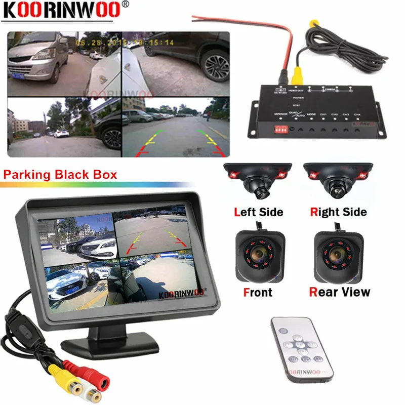 OOWLIVEE Car Parking Assistance Video Switch Box 4 Channels Control Split 12v for Car Rear view Camera Front Side View Cameras