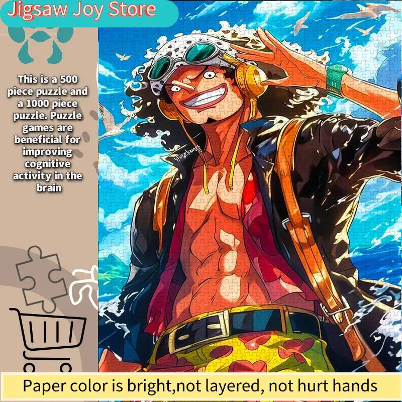 

One Piece Trafalgar D. Water Law Puzzle Suitable for Anime Collectors, Large White Card Board with Ocean Wave Background & Tr