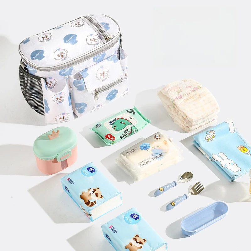 Mommy Bag Fashionable and Lightweight Baby Stroller Trailer Storage Bag Baby Walking Bag Shoulder Outdoor Mother and Baby Bag
