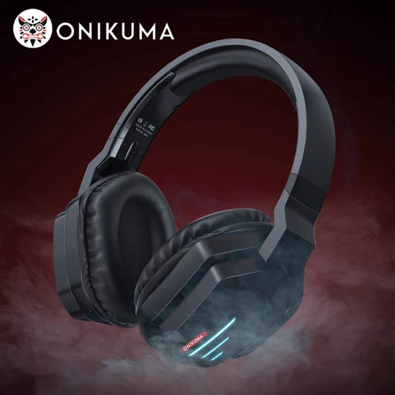 ONIKUMA B60 Wireless Compatible Headphones With LED Light Professional Gaming Headsets Foldable Earphones For PC PS5