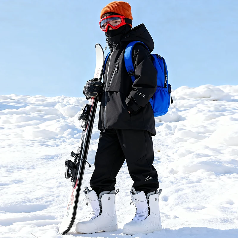 ملابس تزلج للأطفال، بدلة تزلج شتوية علوية + سفلية للأولاد على الجليد، بدلات تزلج للفتيات، سترة تزلج مقاومة للرياح للأطفال سراويل ثلج #2