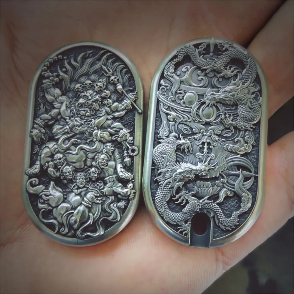 LEYANG EDC Push Slider Zintegrowany Slider Fidget z Rzeźbieniami, Miedziany, Obrotowy w Lewo i Prawo o 360 Stopni °   Zabawki antystresowe dla dorosłych